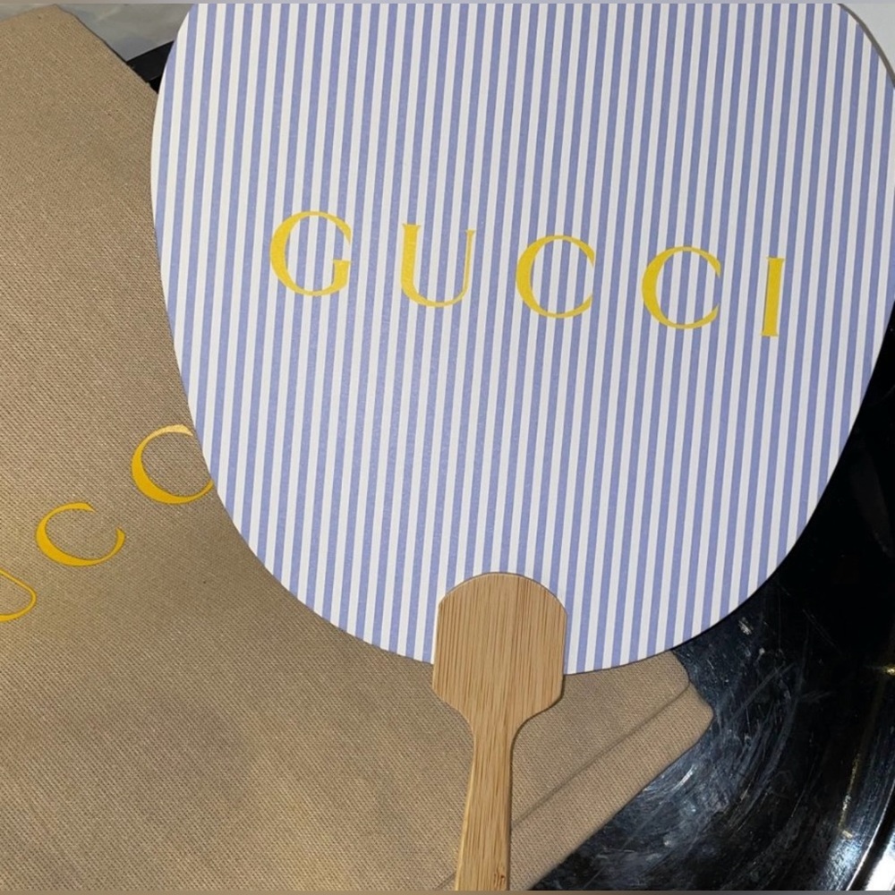 Gucci Logo Bamboo Handle Fan